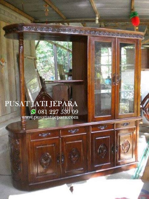 Meja Bar Pantri Jati Ukir Mewah