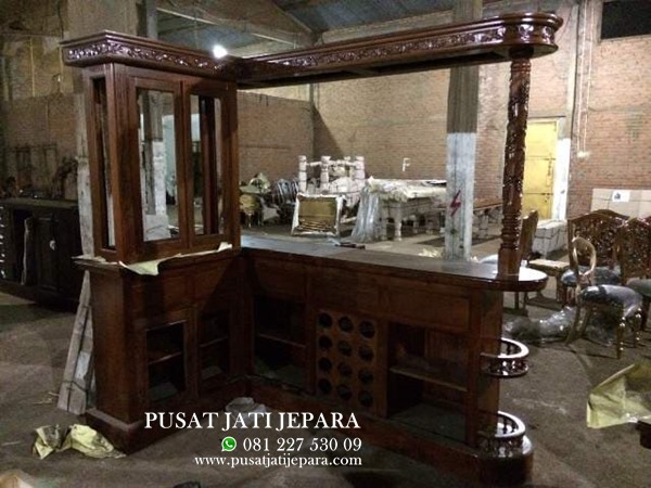 Meja Cafe Bar Jati Sudut Ukir Mewah